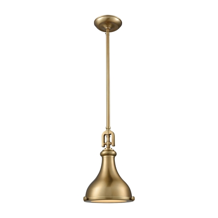 Rutherford 1-Light Mini Pendant in Satin Brass with Metal Shade -  ELK LIGHTING, 57070/1